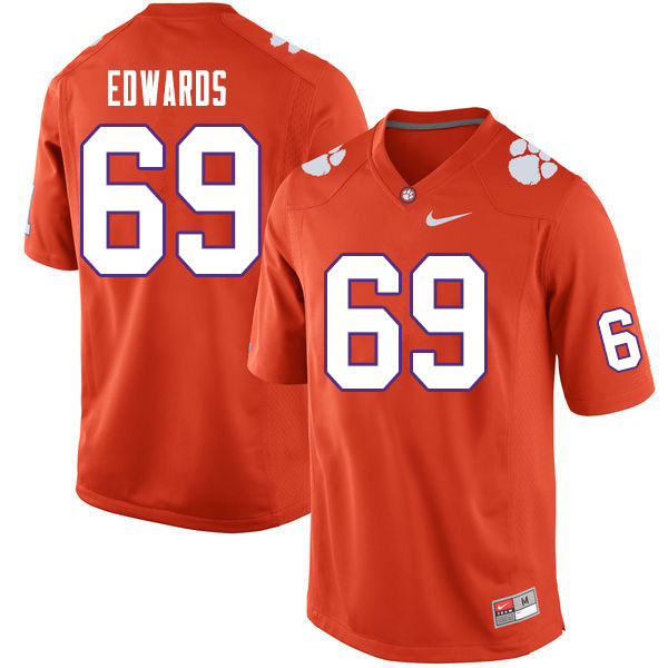 Men #69 Jacob Edwards Clemson Tigers College Football Jerseys Sale-Orange